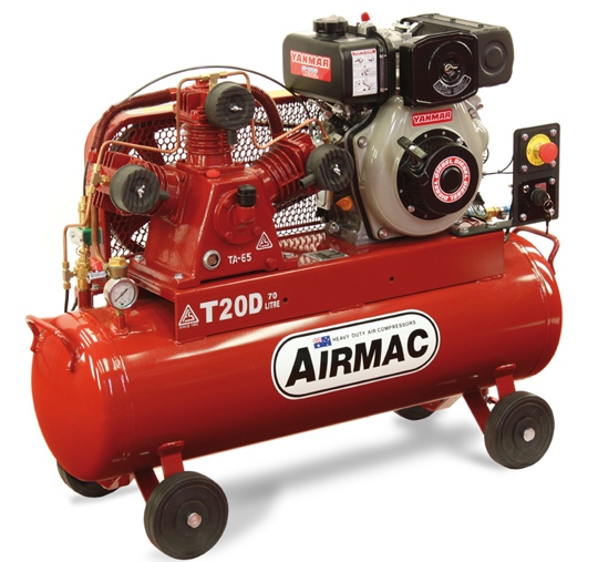Airmac Mobile Diesel Reciprocating Air Compressor T20D Electric Start Diesel Compressor