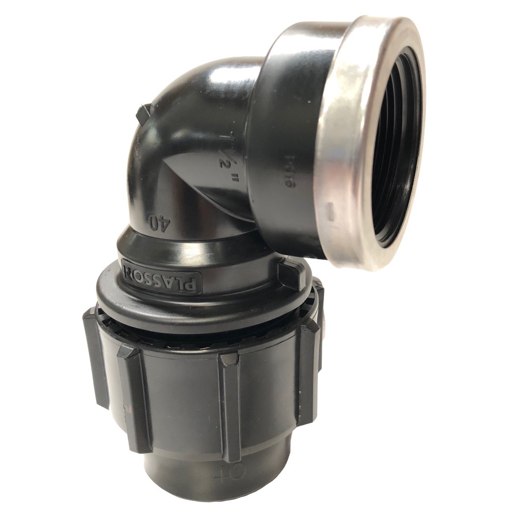 Compression Fitting 90 deg. elbow with threaded female offtake